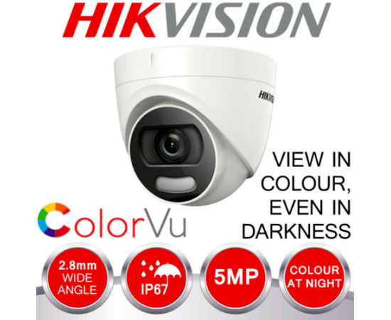 Kit supraveghere profesional mixt hikvision color vu 4 camere 5mp ir40m si ir20m , full accesorii, 2 image