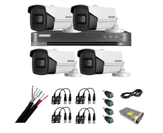 Kit supraveghere video 4 camere 8mp 4 in 1 ir 60m, dvr 4 canale 4k 8mp, accesorii