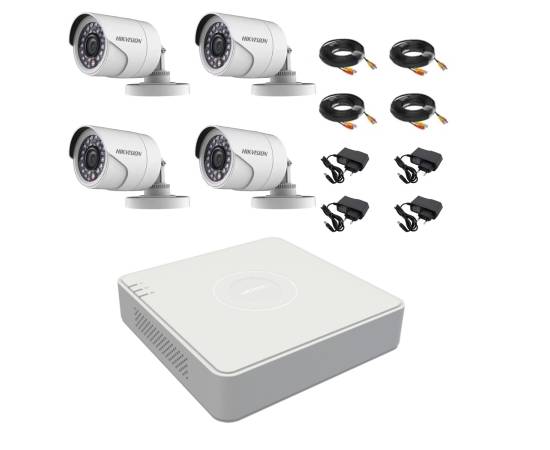 Kit supraveghere video 4 camere hikvision exterior 20m ir, accesorii incluse, 5 image