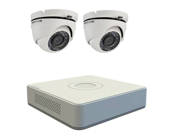 Kit supraveghere video hikvision 2 camere turbohd 2mp, dvr 4 canale