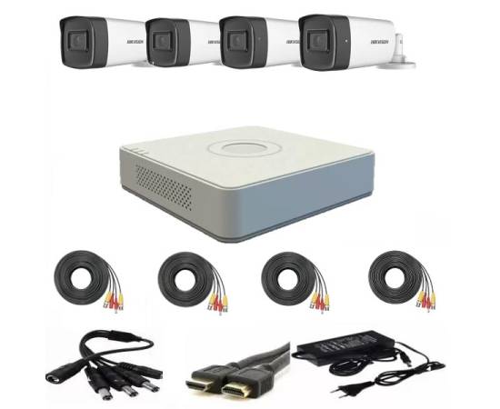 Sistem  supraveghere video hikvision 4 camere 2mp  fullhd 1080p ir 40m  + accesorii instalare