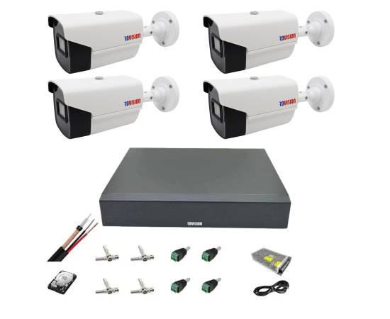 Sistem complet 4 camere supraveghere video full hd rovision oem hikvision accesorii si hard