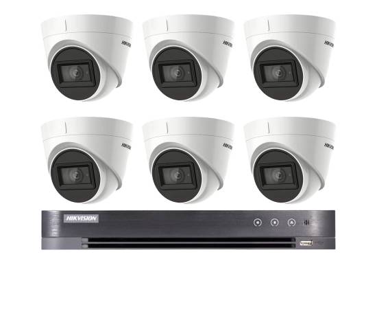 Sistem de supraveghere 6 camere hikvision 8mp, 4in1, lentila 2.8mm, ir 60m, dvr 8 canale 4k, 8mp