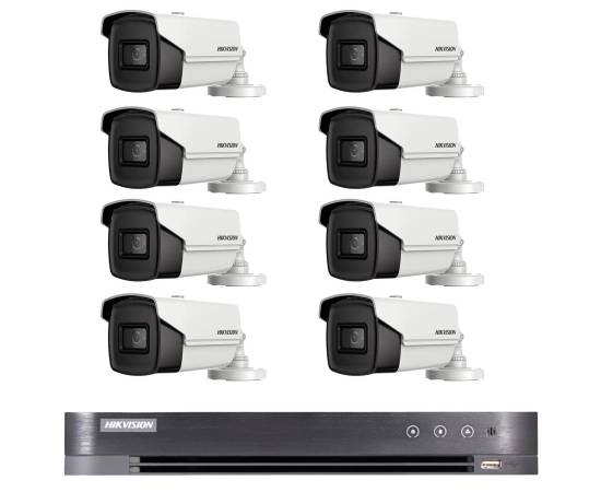 Sistem de supraveghere 8 camere hikvision 8mp 4 in 1 ir60m, dvr 8 canale 8mp 4k