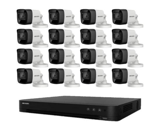 Sistem de supraveghere hikvision 16 camere 8mp 4 in 1, 2.8mm, ir 30m, dvr 16 canale 4k