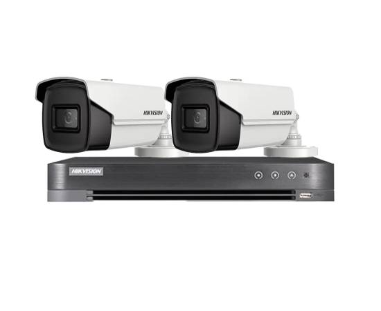 Sistem de supraveghere hikvision 2 camere 8mp 4 in 1, ir 60m, dvr 4 canale 4k 8mp