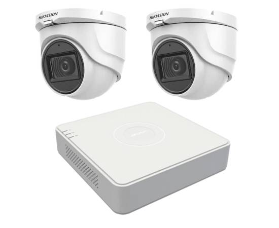 Sistem de supraveghere hikvision 2 camere interior 5mp, lentila 2.8mm, ir 30m, audio integrat, dvr 4 canale turbohd