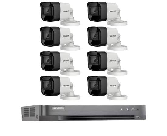 Sistem de supraveghere hikvision 8 camere 4 in 1, 8mp ir 30m, dvr 8 canale 8mp, 4k