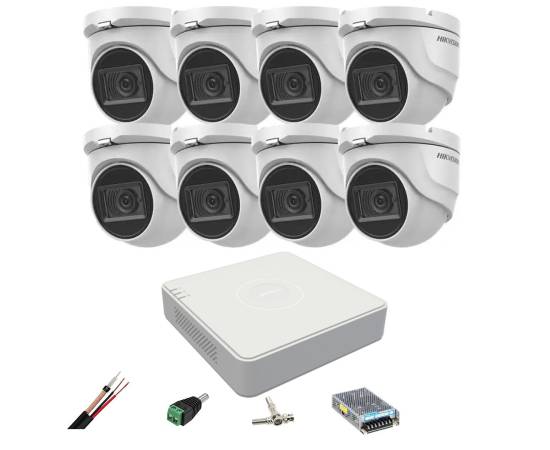 Sistem de supraveghere hikvision 8 camere 8mp, 2.8mm, ir 30m, dvr 8 canale 4k, accesorii