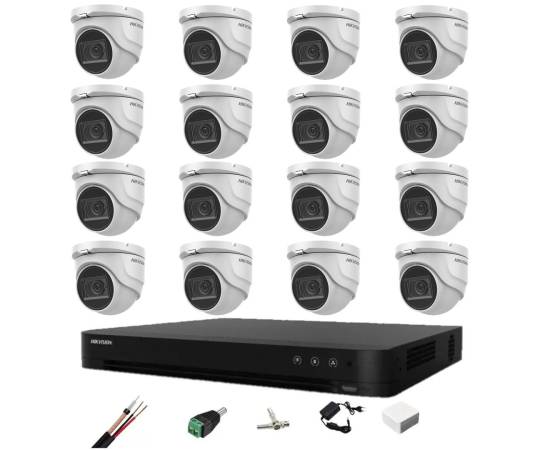 Sistem supraveghere 16 camere interior hikvision 8mp 4 in 1 2.8mm, ir 30m, dvr 16 canale 4k, accesorii montaj