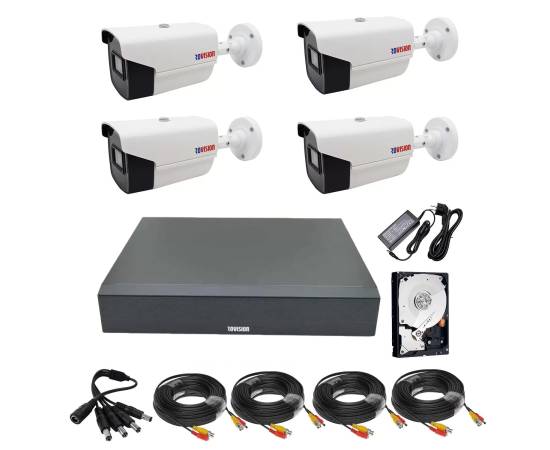Sistem supraveghere 4 camere rovision oem hikvision 2mp full hd ir 40m, dvr pentabrid 4 canale, accesorii full, hdd 500 gb