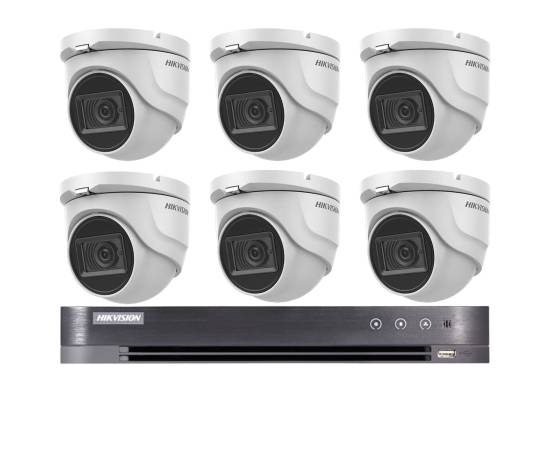 Sistem supraveghere 6 camere hikvision 4 in 1 8mp, 2.8mm, ir 30m, dvr 8 canale 8mp 4k