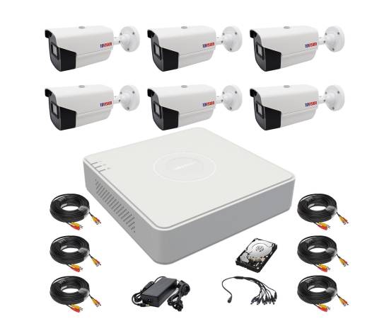 Sistem supraveghere 6 camere rovision oem hikvision 2mp full hd, dvr 8 canale, accesorii si hard incluse