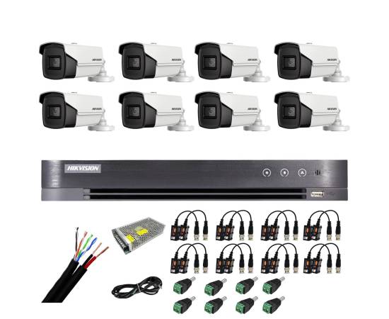 Sistem supraveghere 8 camere hikvision 8mp 4 in 1, 2.8mm, ir 60m, dvr 8 canale 4k 8mp, accesorii