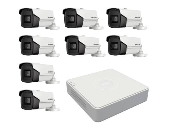 Sistem supraveghere basic 8 camere hikvision 8mp 4 in 1, ir 80m, dvr 8 canale 4k