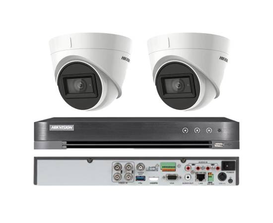 Sistem supraveghere hikvision 2 camere interior 4 in 1, 8mp, lentila 2.8, ir 60m, dvr 4 canale 4k 8mp