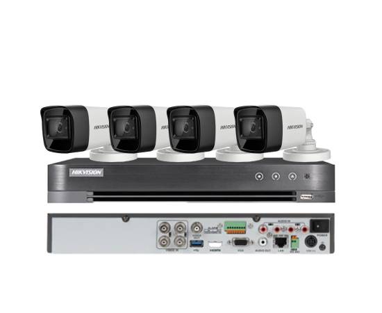 Sistem supraveghere hikvision 4 camere 4 in 1, 8mp, lentila 2.8mm, ir 30m, dvr 4 canale 4k 8mp