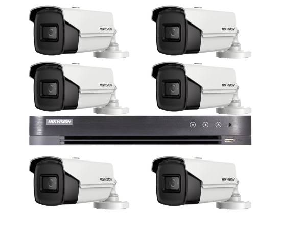 Sistem supraveghere hikvision 6 camere 4 in 1 8mp, ir 60m, dvr 8 canale 4k 8mp