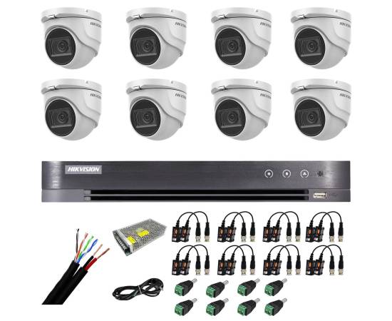 Sistem supraveghere hikvision 8 camere 4 in 1 8mp, ir 30m, dvr 8 canale 4k 8mp, accesorii