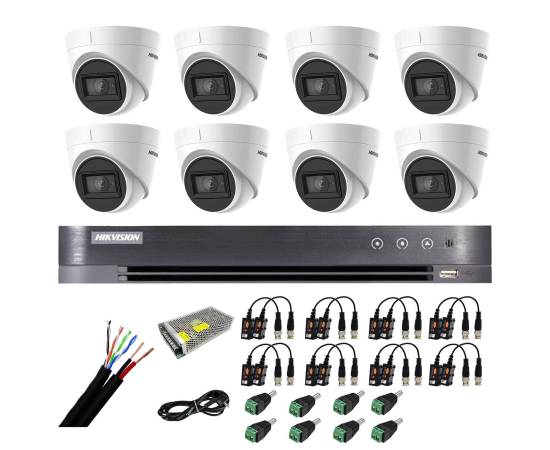 Sistem supraveghere hikvision 8 camere interior 4 in 1 8mp, 2.8mm, ir 60m, dvr 8 canale 4k 8mp, accesorii