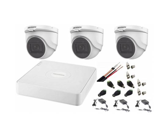 Sistem supraveghere interior  audio-video hikvision 3 camere turbo hd 2mp dvr 4 canale