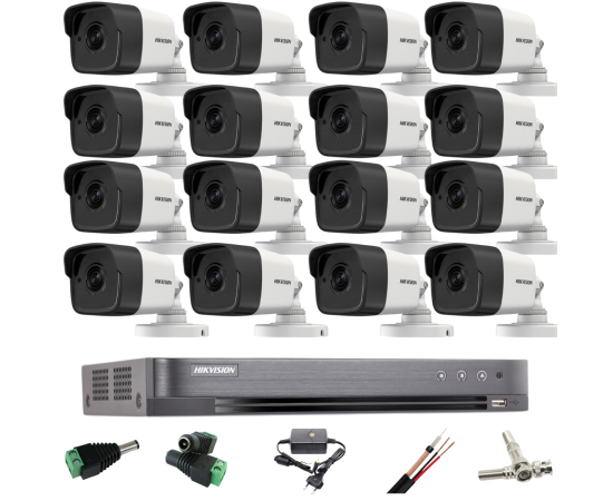 Sistem supraveghere profesional hikvision 16 camere 5mp turbo hd ir 20m