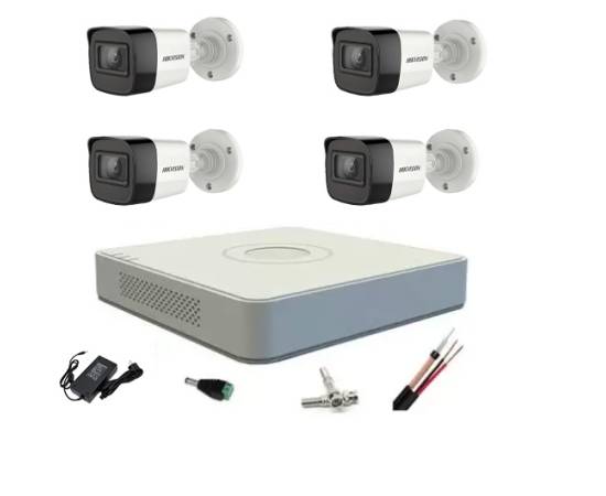 Sistem supraveghere profesional hikvision 4 camere 5mp turbo hd ir 20m dvr 4 canale 8 mp