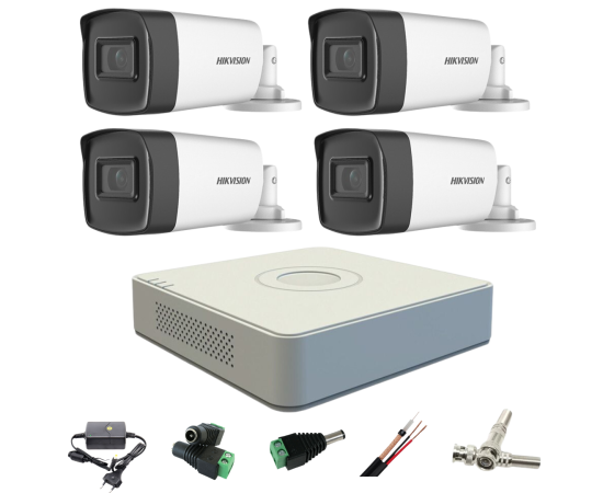 Sistem supraveghere profesional hikvision 4 camere 5mp turbo hd ir 40m