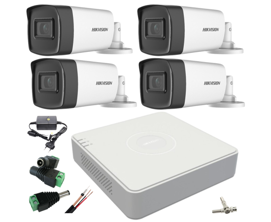 Sistem supraveghere profesional hikvision 4 camere 5mp turbo hd ir 80