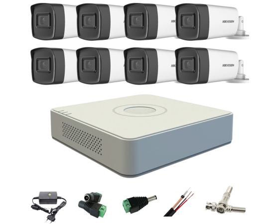 Sistem supraveghere profesional hikvision 8 camere 5mp turbo hd ir 30m