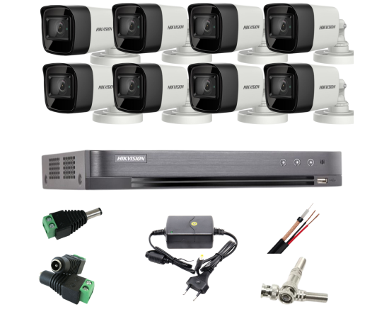 Sistem supraveghere profesional hikvision 8 camere 5mp turbo hd ir 40m