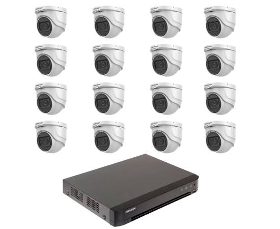 Sistem supraveghere video 16 camere 5mp hikvision 2.8mm ir 30m, dvr acusense 16 canale video