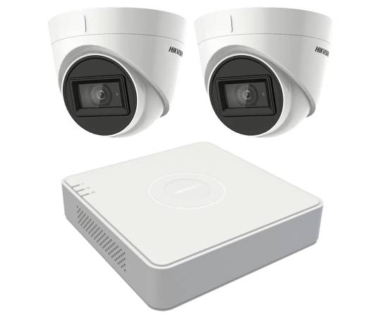 Sistem supraveghere video 2 camere hikvision 5mp, lentila 2.8mm, ir 40m, dvr 4 canale turbohd