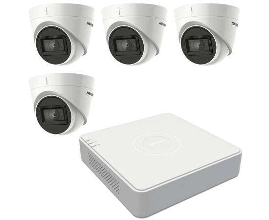 Sistem supraveghere video 4 camere hikvision 5mp, lentila 2.8mm ir 40m, dvr 4 canale turbohd