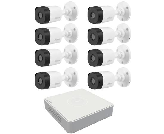 Sistem supraveghere video basic 8 camere dahua 2mp, 3.6mm, ir 20m, dvr 8 canale hikvision
