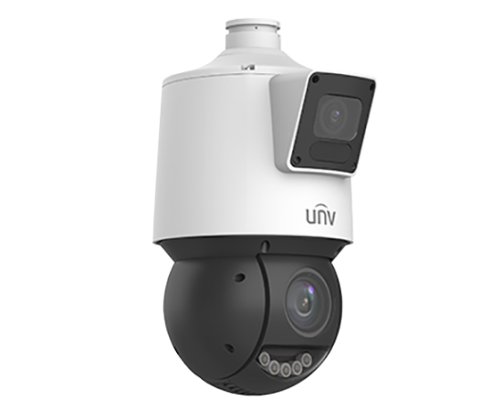 Camera de supraveghere dual-lens ip, ptz, 4mp, ir 100m&amp;wl30m, audio, alarm, poe, ip66 - unv ipc94144sfw-x25-f40c, 2 image