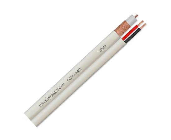 Cablu coaxial rg59 + alimentare 2x0.75'100m'alb tsy-rg59+2x0.75-l-w, 2 image