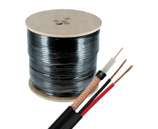 Cablu coaxial rg59 + alimentare 2x0.75'305m'negru tsy-rg59+2x0.75-b