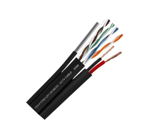 Cablu ftp autoportant cu alimentare 2x1.5, cat 5e, cupru 100%, 305m, negru tsy-ftp5e+2x1.50-mess