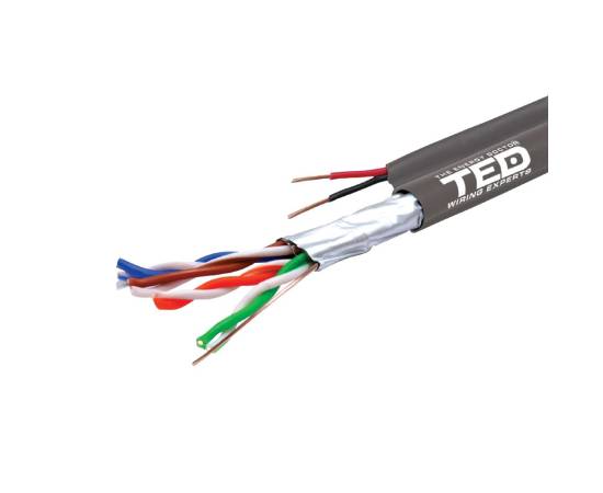 Cablu ftp cat.5e cupru + 2 fire x 0,75 mm cupru multifilare de alimentare rola 305ml ted wire expert ted002389