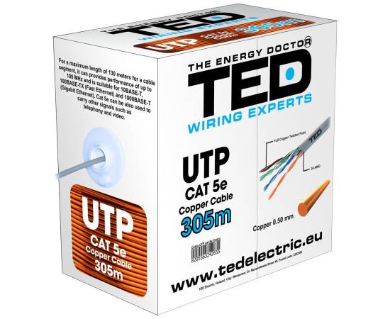 Cablu utp cat.5e cupru integral rola 305ml ted wire expert ted002495