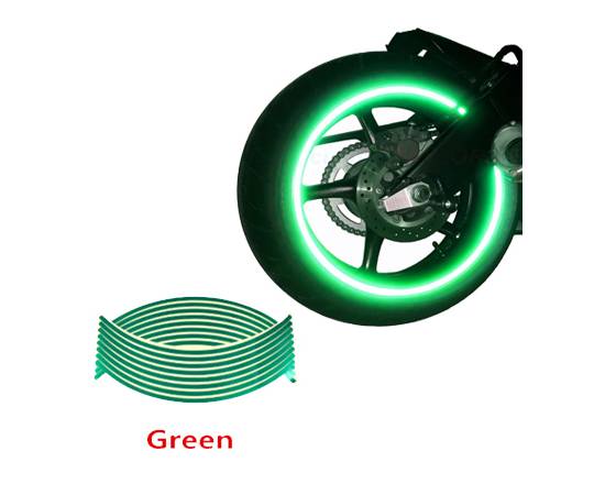 Set 16 ornamente Reflectorizante pentru jante auto, moto, culoare Verde