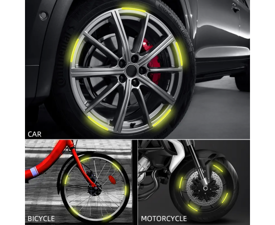 Set 20 bucati Elemente Reflectorizante "Wheel Arch" pentru autoturisme, biciclete, motociclete, atv-uri, scutere, culoare Orange, 5 image