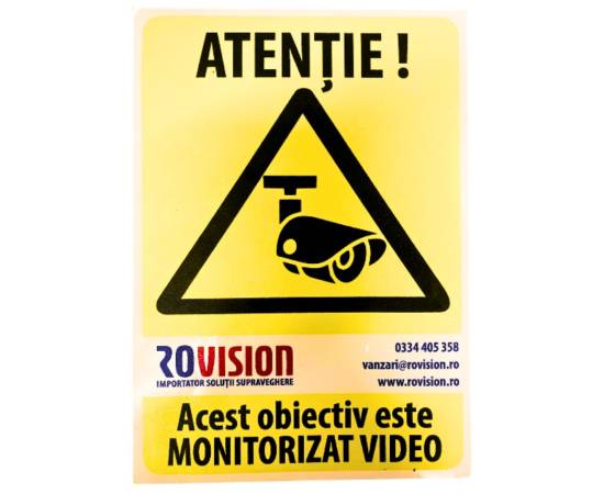 Sticker autocolant 15 x 20 cm, importator solutii supraveghere video rovision