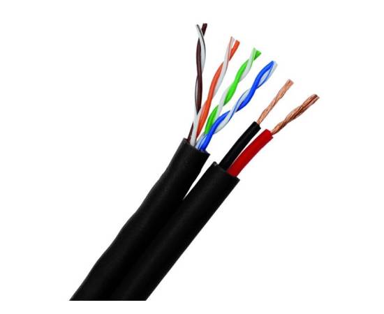 Cablu siamez utp cat5 cupru 100% cu alimentare 2x1 mm rola 100m