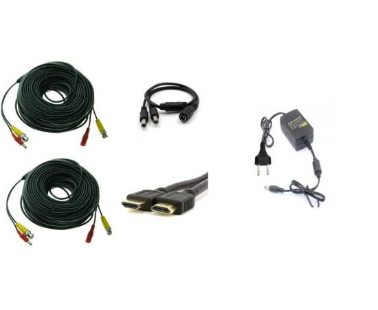 Kit accesorii sisteme de supraveghere pentru 2 camere, cabluri gata mufate, cablu hdmi, sursa alimentare, splitter