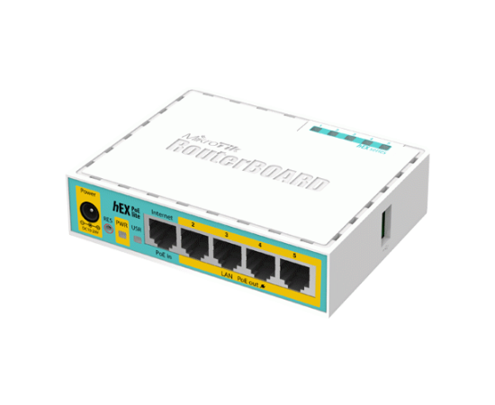 Router hex poe lite, 5 x fast ethernet 4 x poe, routeros l4 - mikrotik rb750upr2