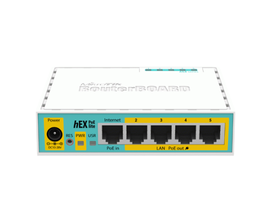 Router hex poe lite, 5 x fast ethernet 4 x poe, routeros l4 - mikrotik rb750upr2, 2 image