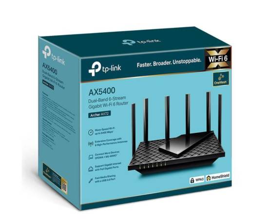 Router wireless ax5400 wifi 6 dual band gigabit tp-link - archer ax72, 3 image