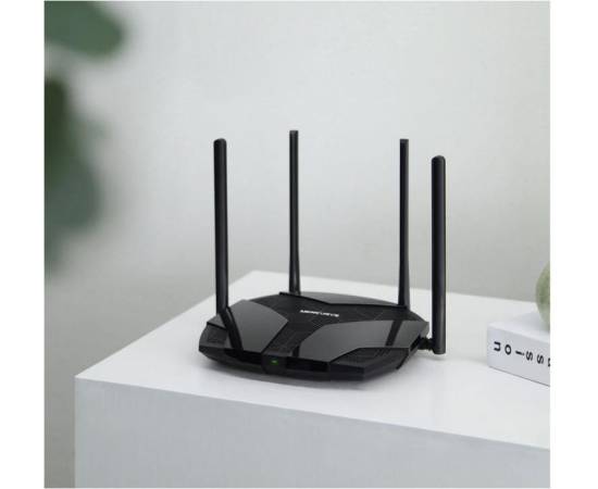 Router wireless gigabit mercusys mr80x ax3000, wi-fi 6, dual-band 574 + 2402 mbps, negru